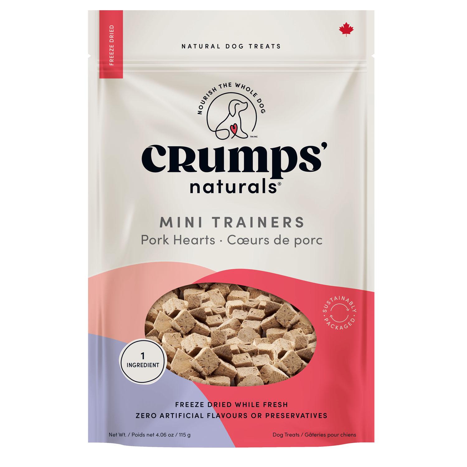 Crumps' Naturals Freeze Dried Pork Heart Mini Trainers for Dogs