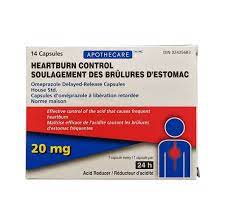 Apothecare (omeprazole 20 mg) Heartburn Control Capsules 14 Count