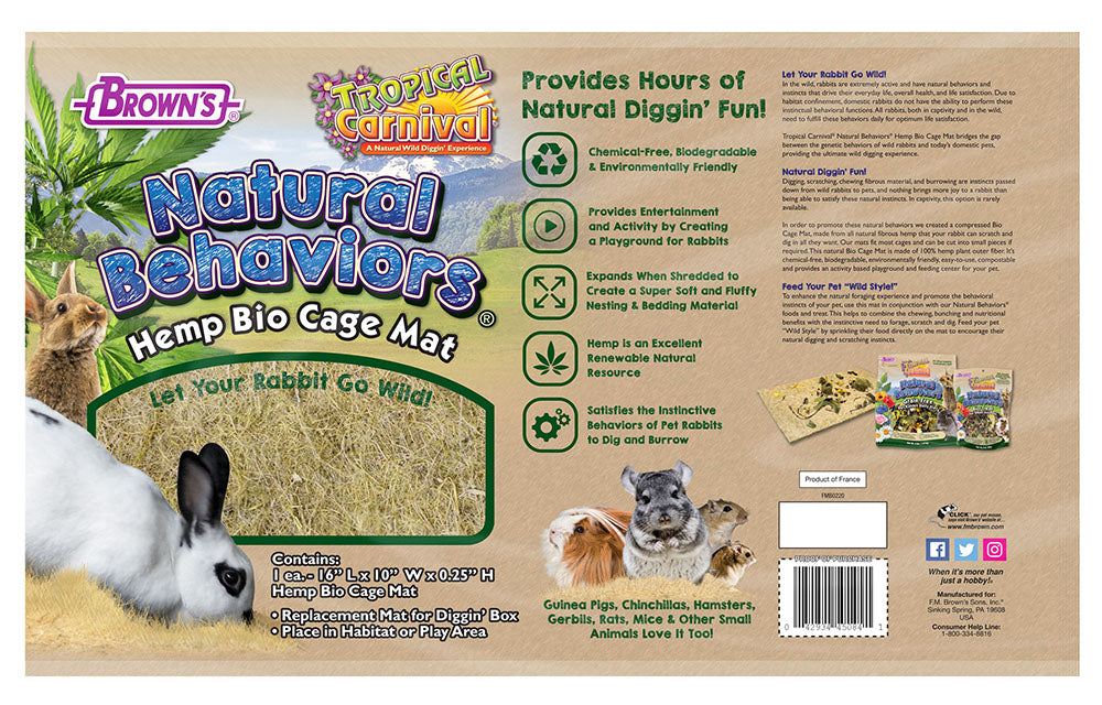 Natural Behaviors Hemp Bio Cage Mat