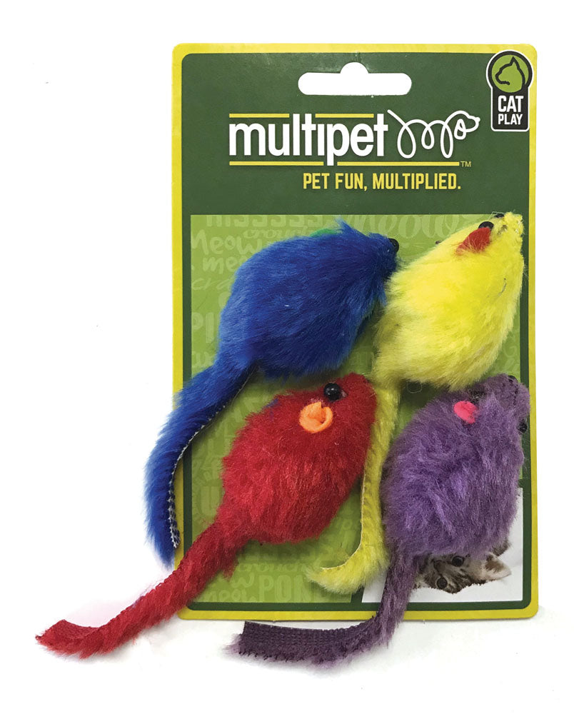 Multipet Multi Coloured Mice For Cats 4 Pack