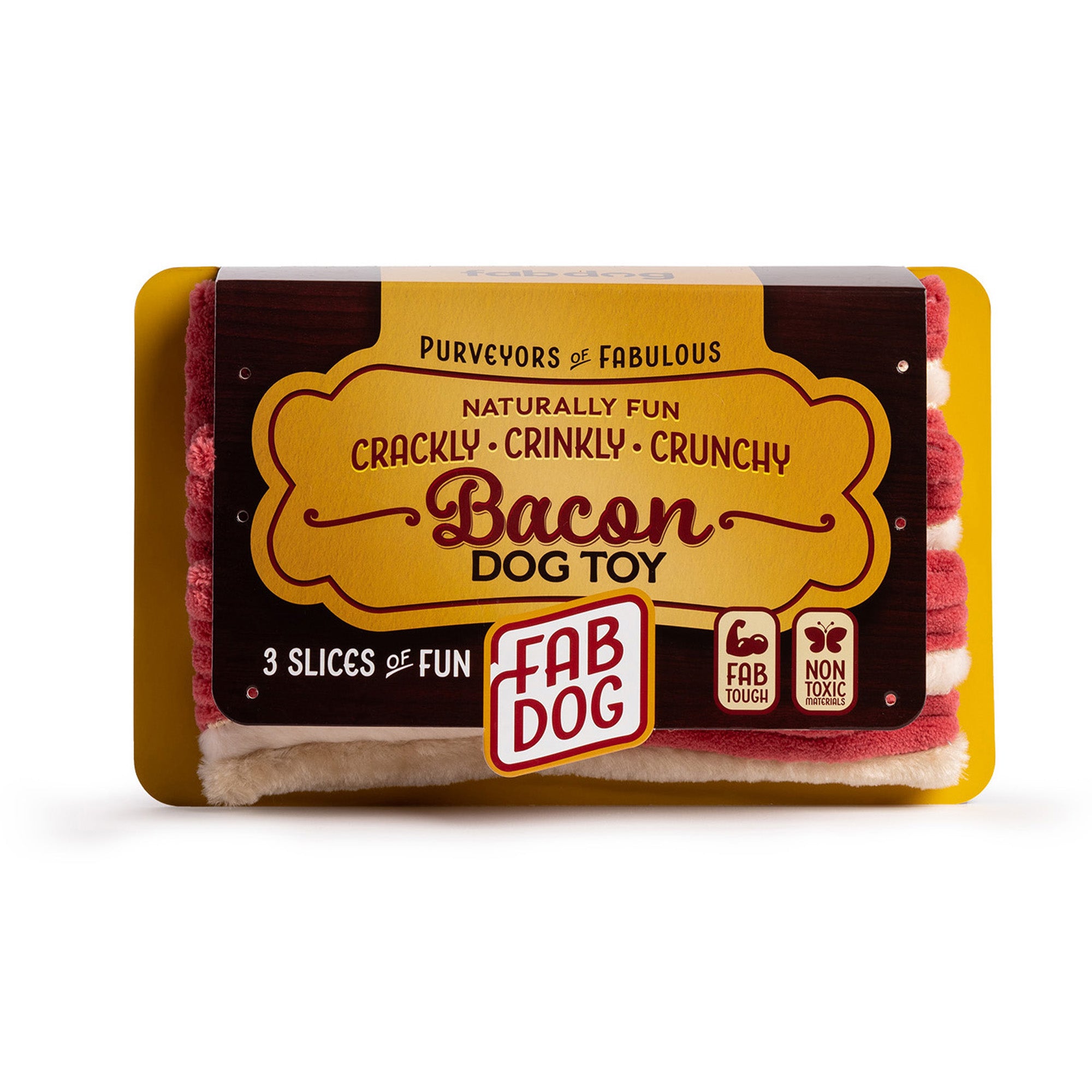 Foodies Plush Dog Toy Bacon 3 Pack