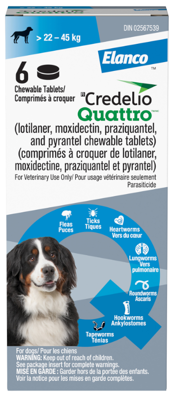 Credelio Quattro Chewable Tablet For Dogs 22.1 To 45 Kg (Blue)