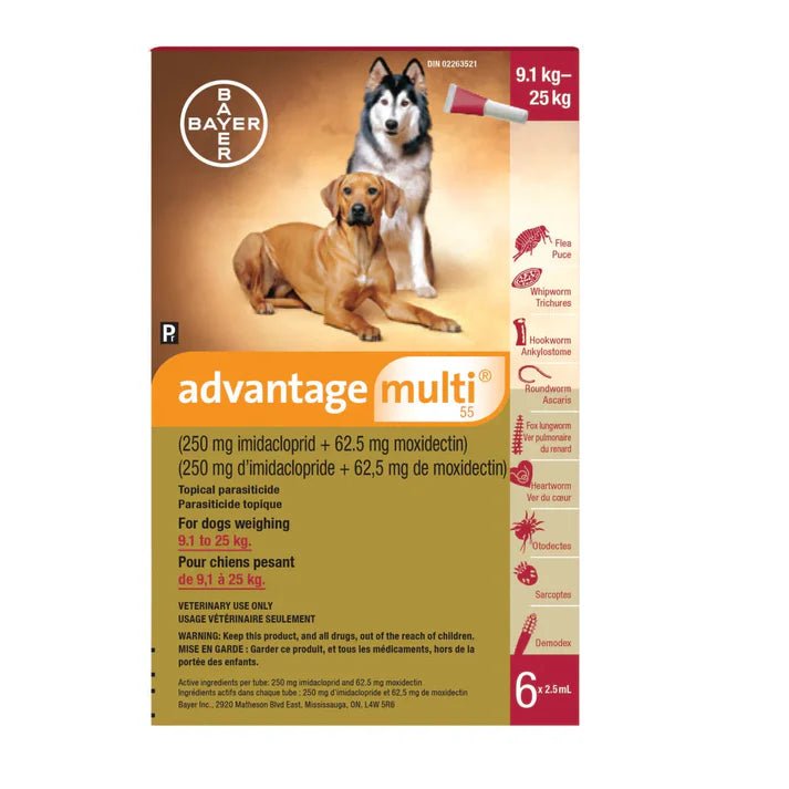 Advantage Multi 55 Topical Solution For Dogs 9.1 To 25 Kg (Red) - Pets Drug Mart