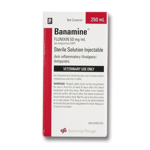 Banamine (flunixin meglumine) 50 mg/mL Injectable - Pets Drug Mart