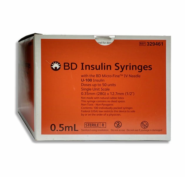 BD Insulin Syringe Micro - Fine IV Needle U - 100 0.5 mL 12.7 mm x 25 G 100 Pack - Pets Drug Mart