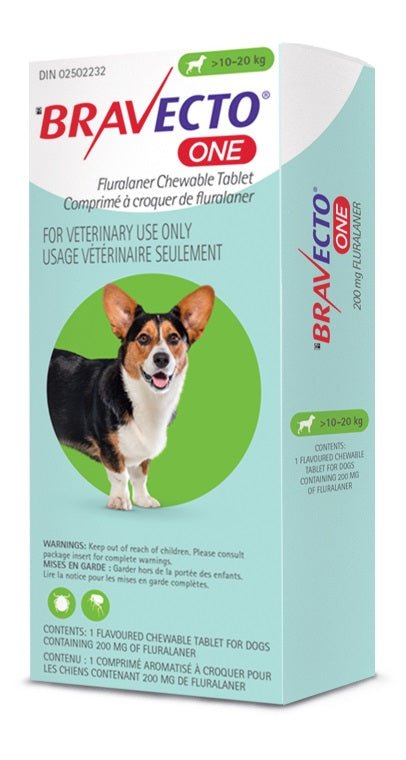 Bravecto 1 - Month Chews For Dogs 10.1 to 20 Kg (Green) - Pets Drug Mart