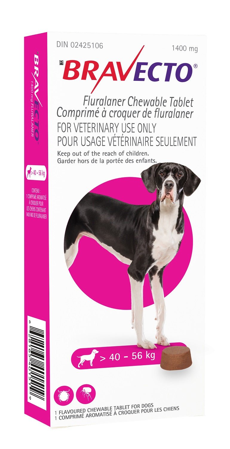 Bravecto Chews For Extra Large Dogs 40.1 To 56 kg (Pink) - Pets Drug Mart