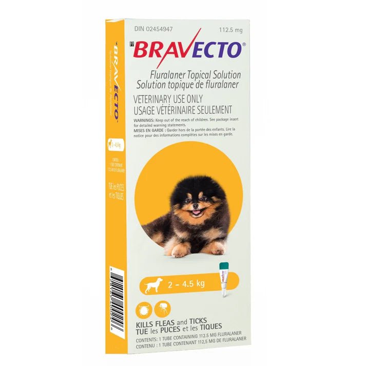 Bravecto Topical Solution For Dogs 2 To 4.5 kg (Yellow) - Pets Drug Mart