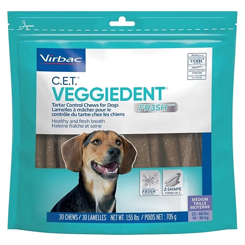C.E.T VeggieDent FR3SH Tartar Control Chews for Dogs 30 Count - Pets Drug Mart