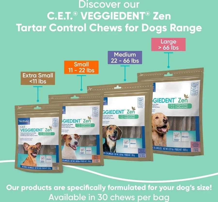 C.E.T VeggieDent ZEN Tartar Control Chew For Dogs 30 Count - Pets Drug Mart