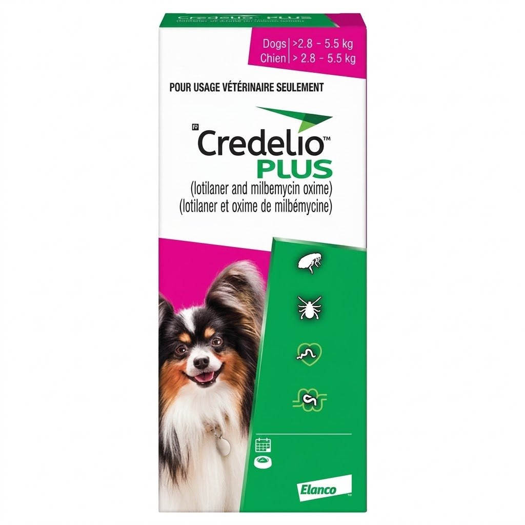 Credelio Plus (lotilaner/milbemycin oxime) Chewable Tablet For Dogs 2.9 To 5.5 Kg (Pink) - Pets Drug Mart