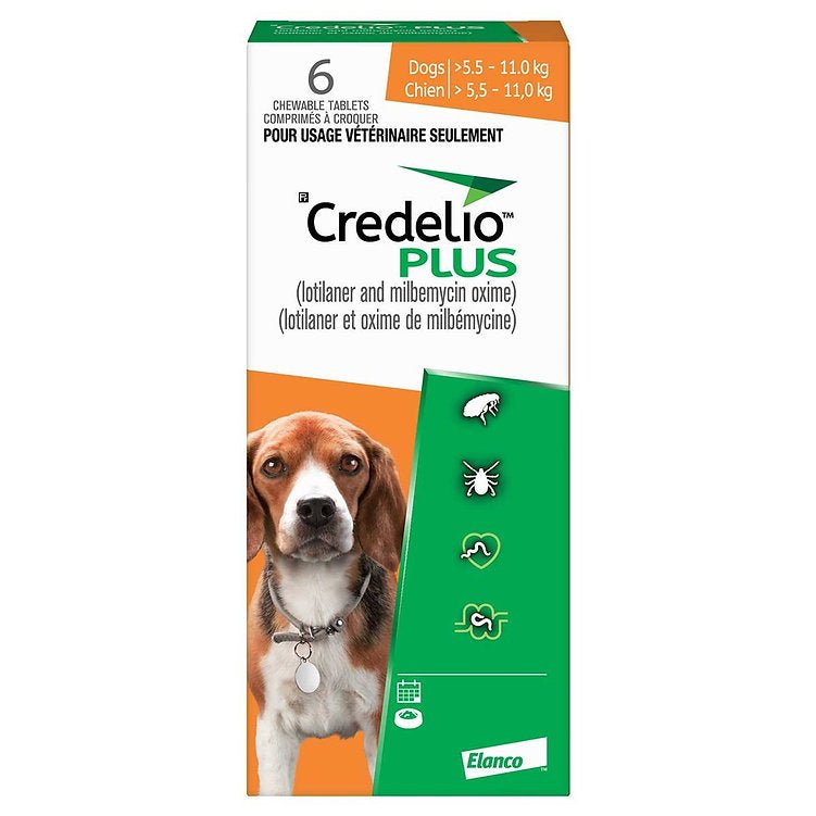 Credelio Plus (lotilaner/milbemycin oxime) Chewable Tablet For Dogs 5.6 To 11 Kg (Orange) - Pets Drug Mart