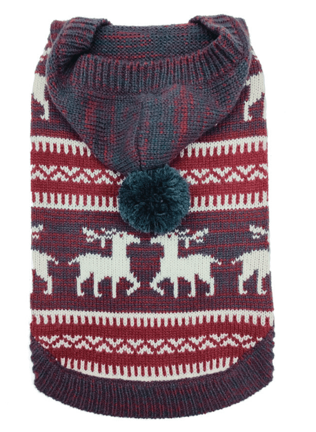 Doggie - Q Double Knit Moose Sweater with Hood - Pets Drug Mart