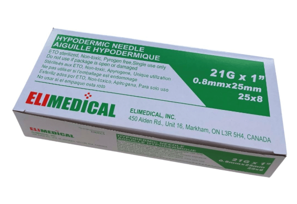 Elimedical Hypodermic TW Needles 21G X 1 Inch Elimedical Hypodermic TW Needles 21G X 1 Inch