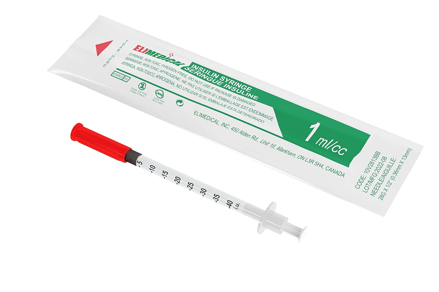 Elimedical Veterinary Syringe U - 40 1.0 mL 28G x 1/2 Inch - Pets Drug Mart