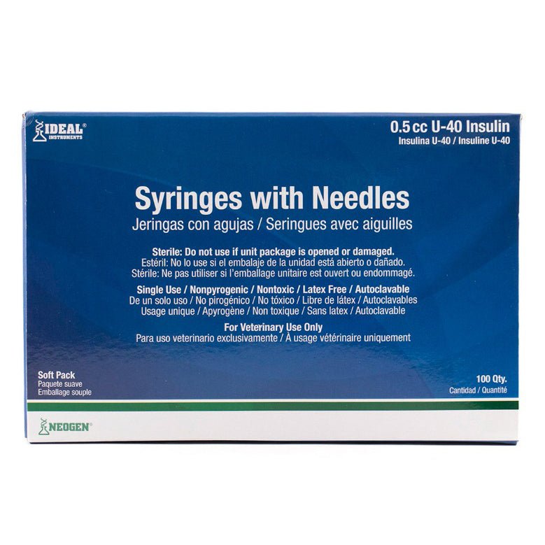 Ideal Insulin Syringes With Needles U - 40 29G x 1/2" 100 Pack - Pets Drug Mart