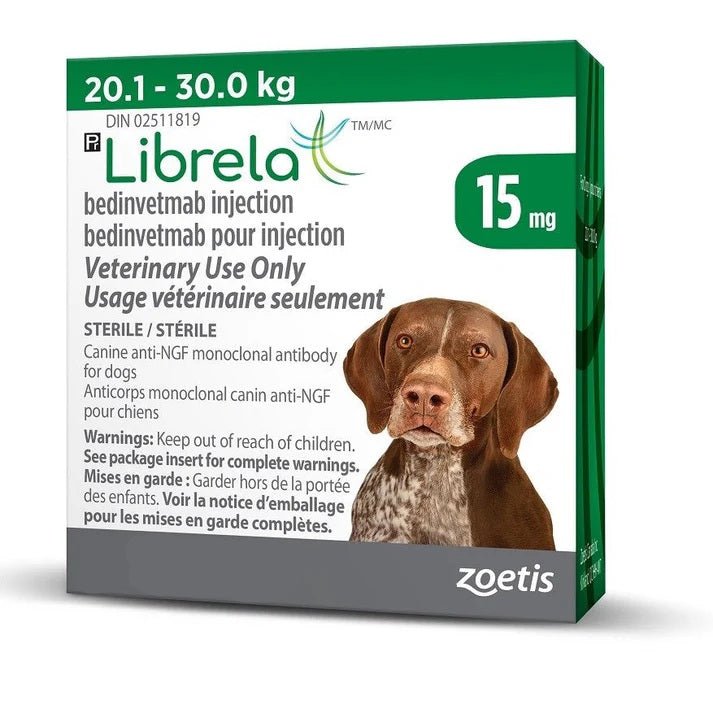 Librela (bedinvetmab) 15 mg/mL Injectable for Dogs 20.1 to 30 kg (Green) - Pets Drug Mart