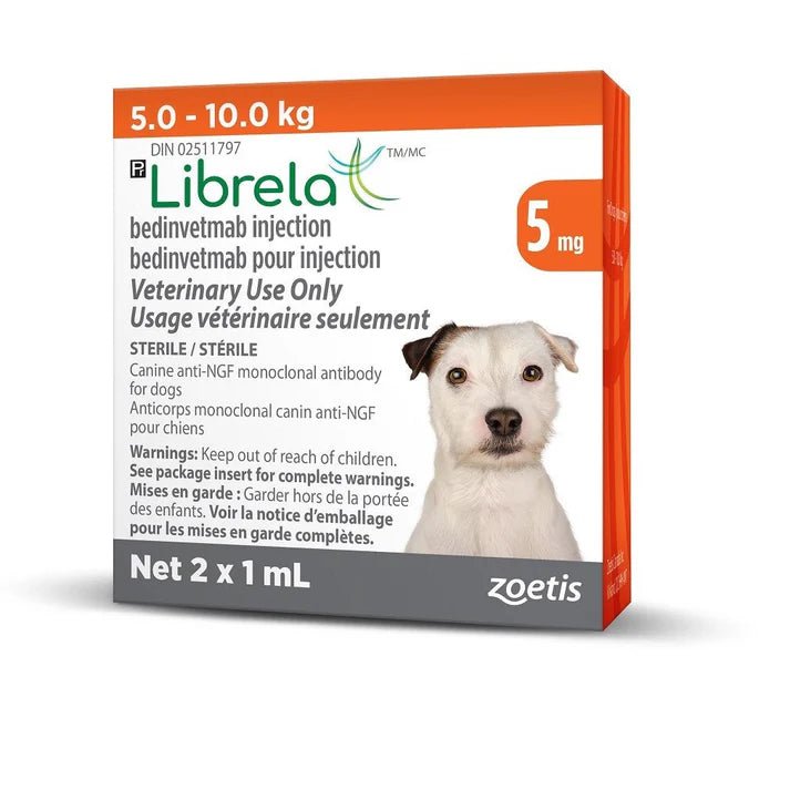 Librela (bedinvetmab) 5 mg/mL Injectable for Dogs 5 to 10 kg (Orange) - Pets Drug Mart