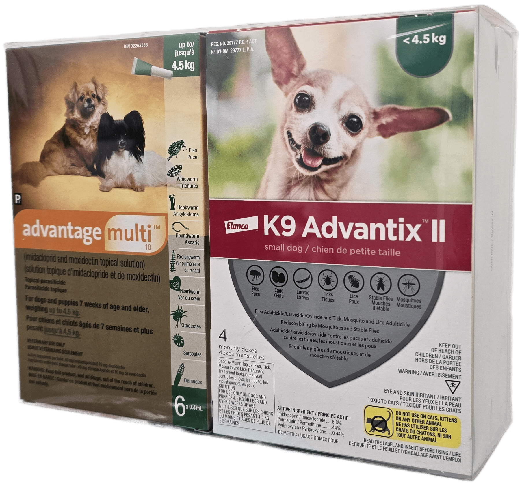 Multi - Duo PLUS Advantage Multi 10 (6 dose) & K9 Advantix II (2 x 4 dose) For Dogs Under 4.5 Kg (Green) - Pets Drug Mart