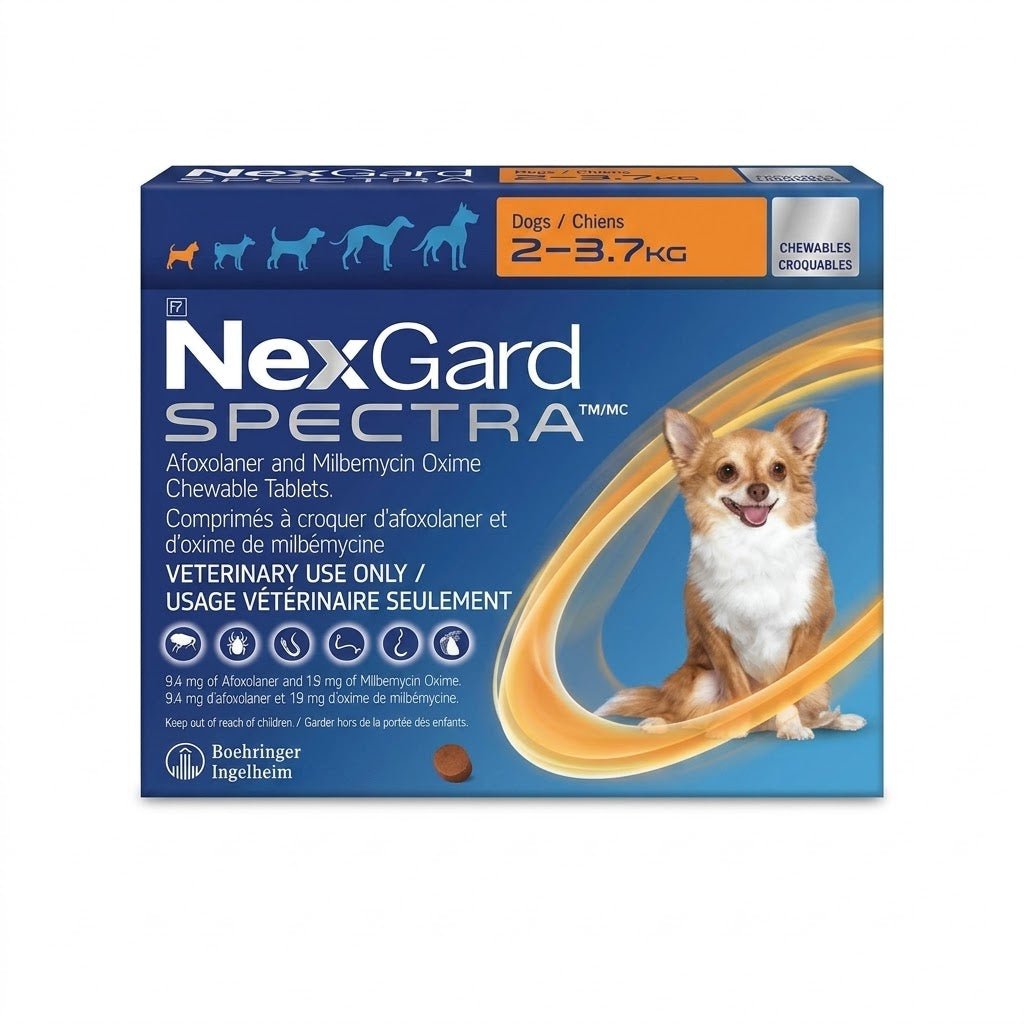 NexGard Spectra Chewable Tablet For Dogs 2 To 3.7 Kg (Orange) - Pets Drug Mart