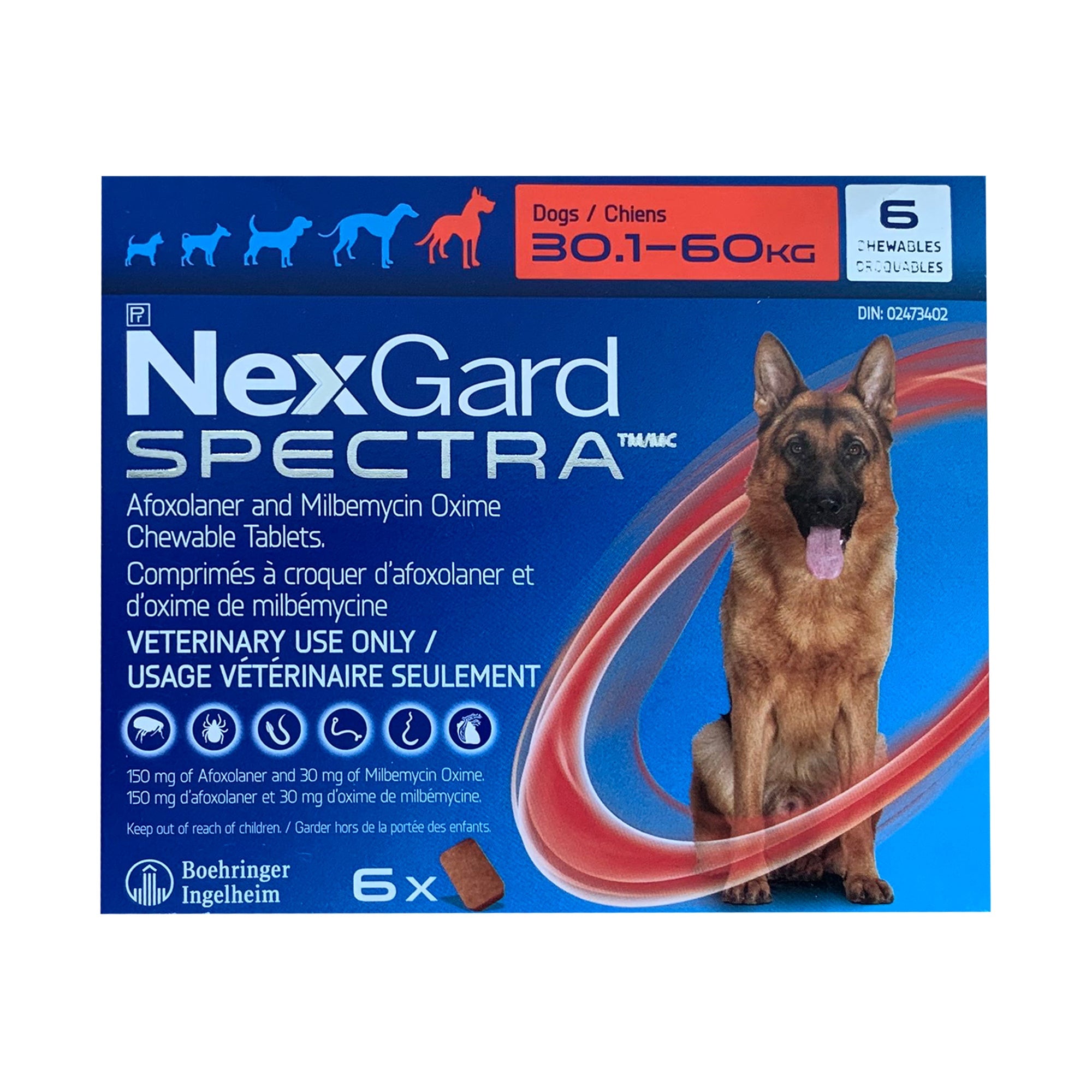 NexGard Spectra Chewable Tablet For Dogs 30.1 To 60 Kg (Red) - Pets Drug Mart