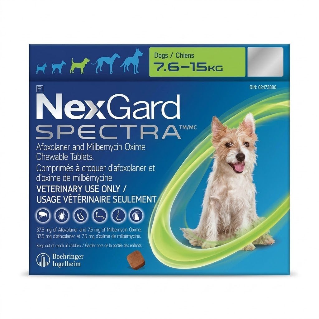 NexGard Spectra Chewable Tablet For Dogs 7.6 To 15 Kg (Green) - Pets Drug Mart