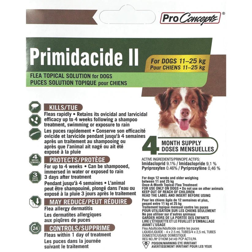 Primidacide II Topical Flea Treatment For Dogs 11 To 25 Kg - Pets Drug Mart
