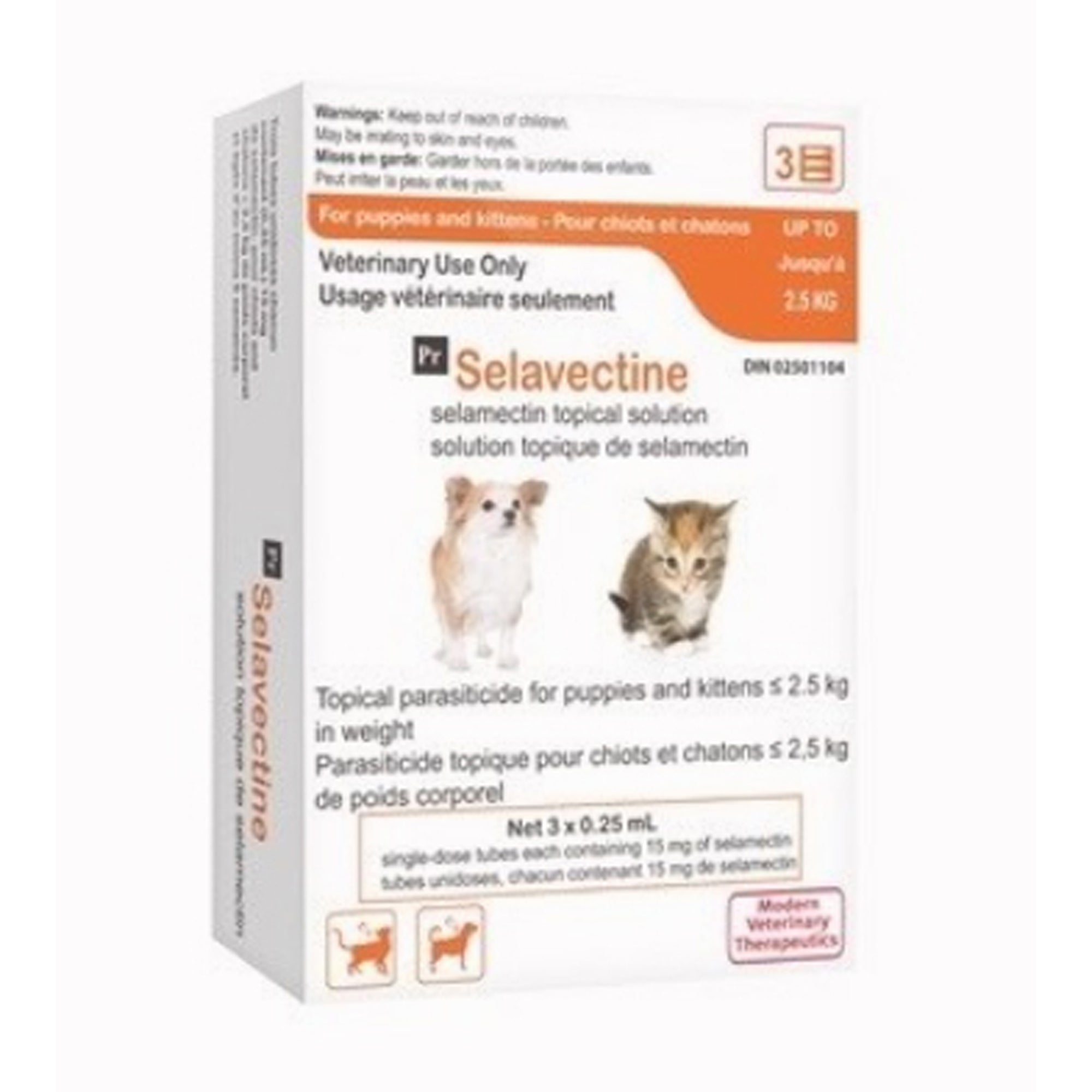 Selavectine (selamectin) Topical Solution for Puppies and Kittens 2.5 kg and below (Orange) - Pets Drug Mart