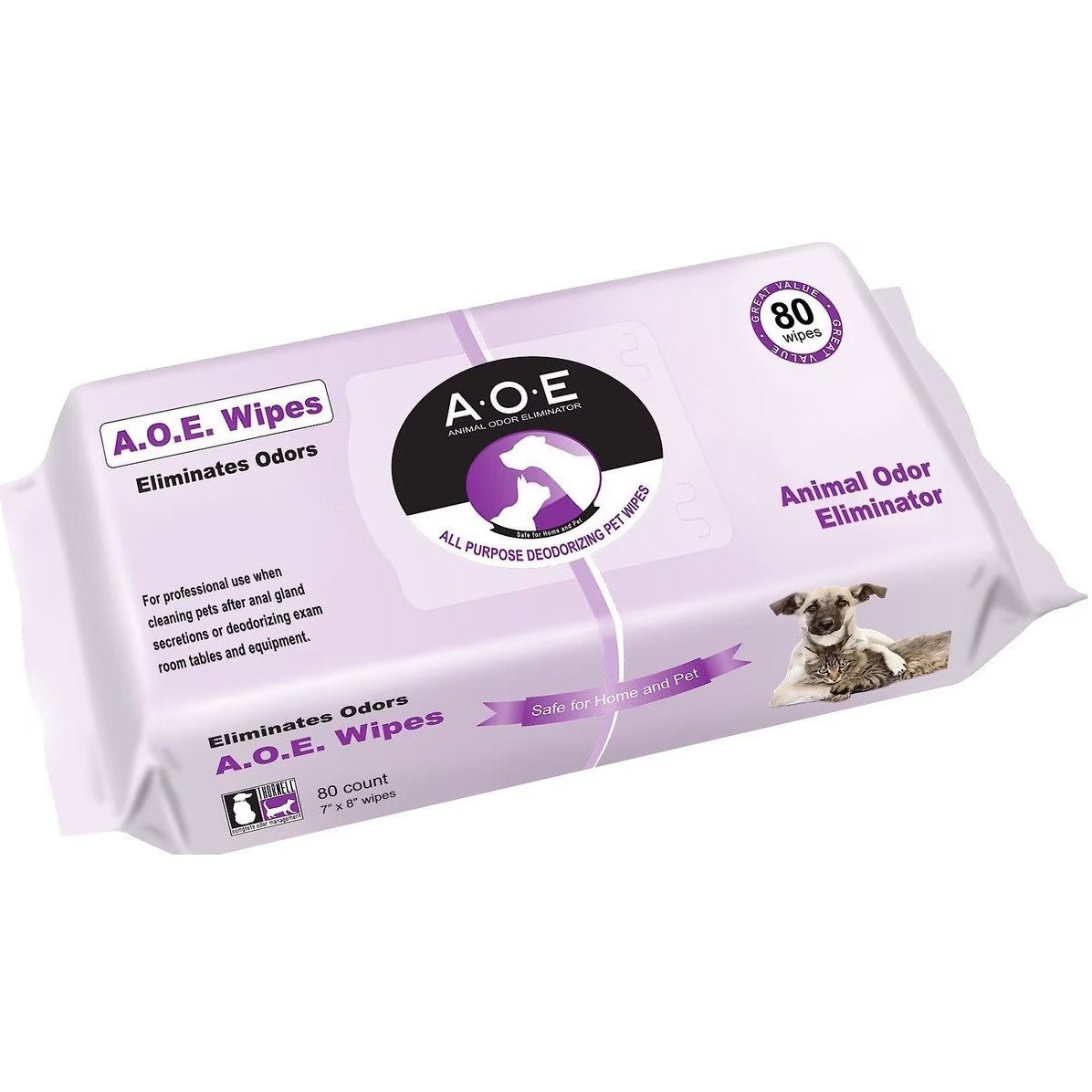Thornell A.O.E (Animal Odor Eliminator) Wipes 80 Count - Pets Drug Mart