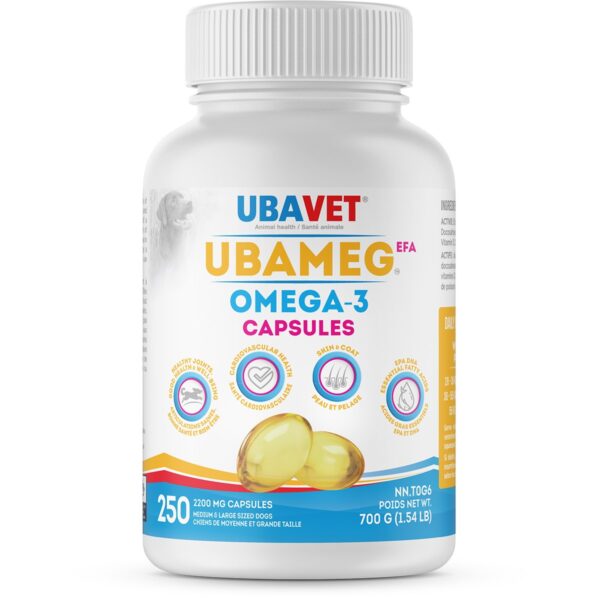UbaVet UbaMeg EFA 2200 mg Omega - 3 Fatty Acid Capsules - Pets Drug Mart