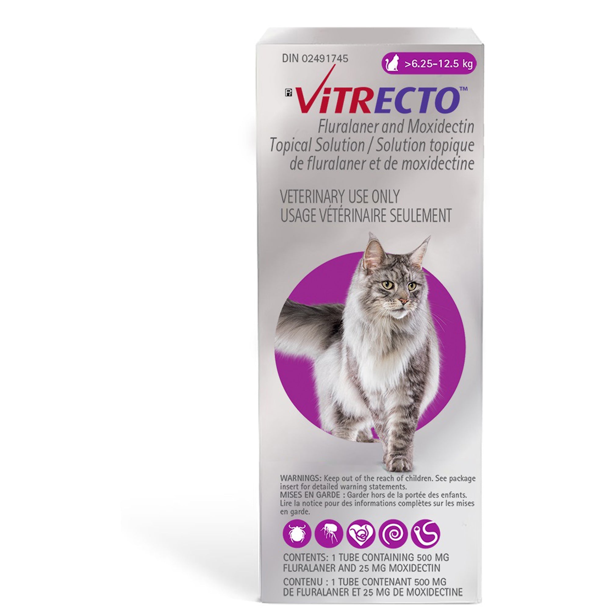 Vitrecto Topical Solution For Cats 6.25 to 12.5 Kg (Violet) - Pets Drug Mart
